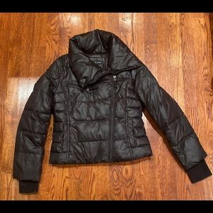 Black Puffer Jacket with Thumbholes - Girls size 10-12